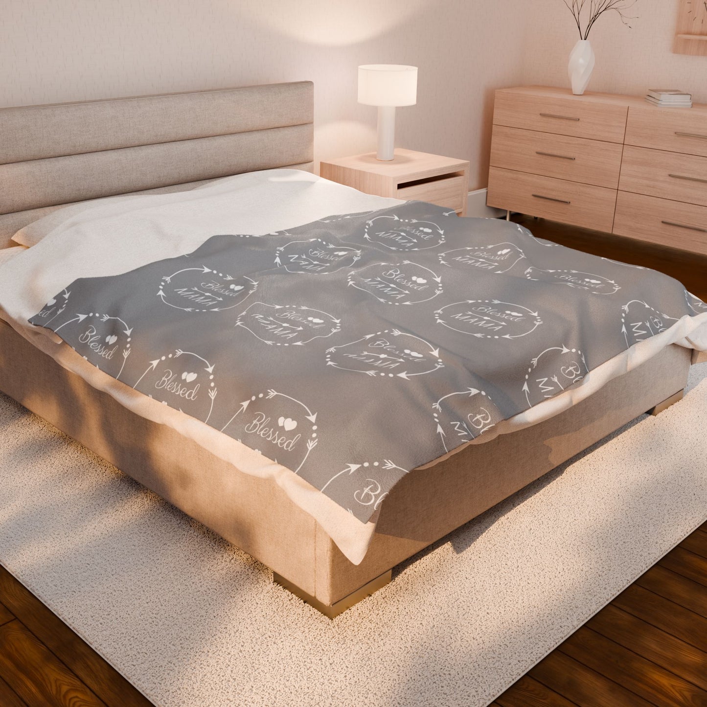 Blessed Mama Velveteen Plush Blanket - Cozy, Soft Gift for Mothers