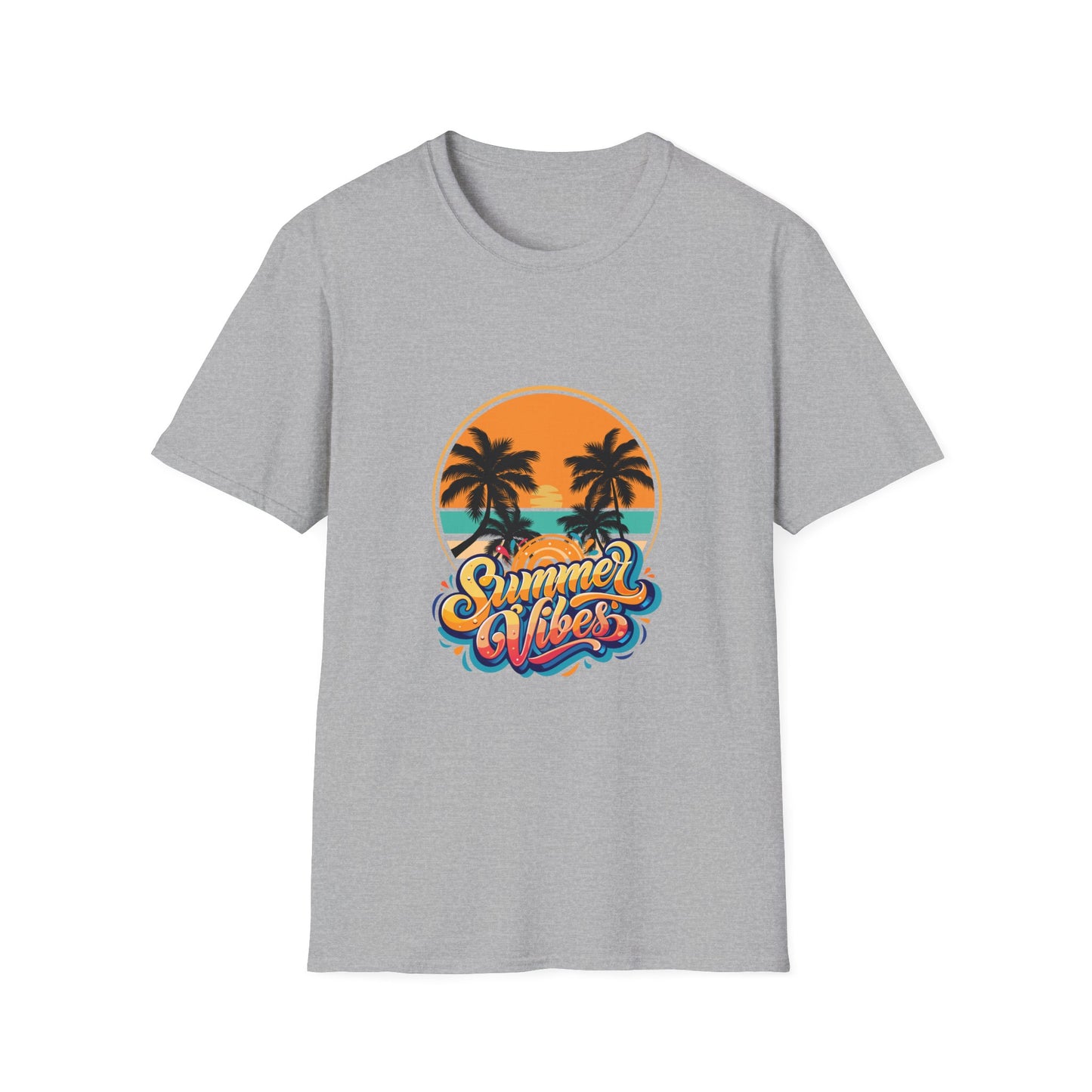 Summer Vibes Unisex Softstyle T-Shirt | Tropical Palm Print Tee
