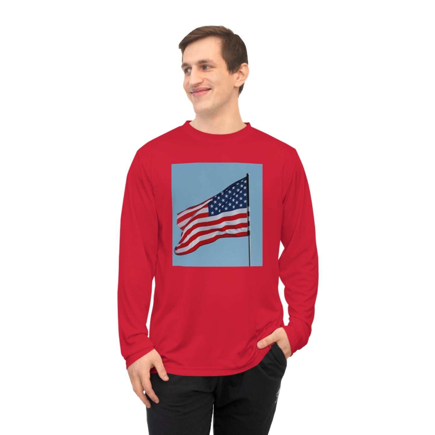 Unisex Performance Long Sleeve Shirt - USA Flag