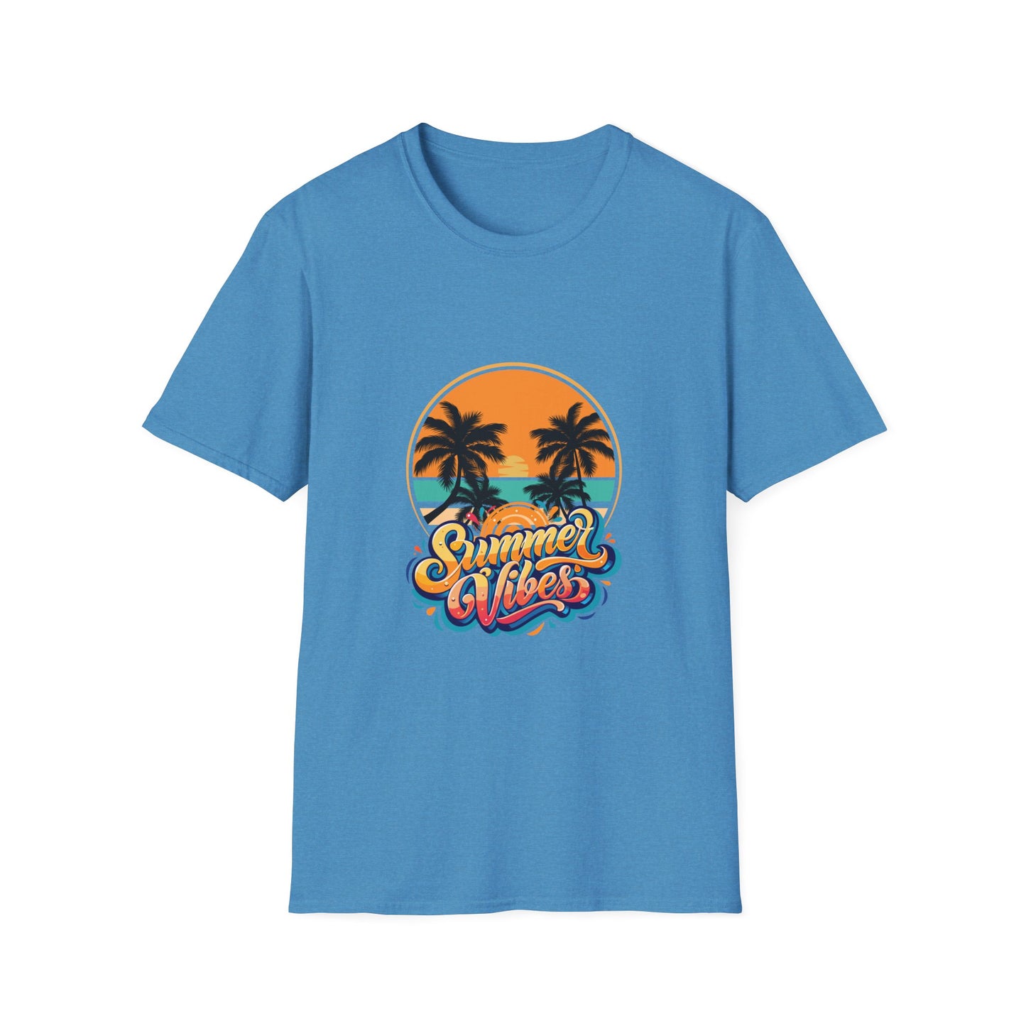 Summer Vibes Unisex Softstyle T-Shirt | Tropical Palm Print Tee