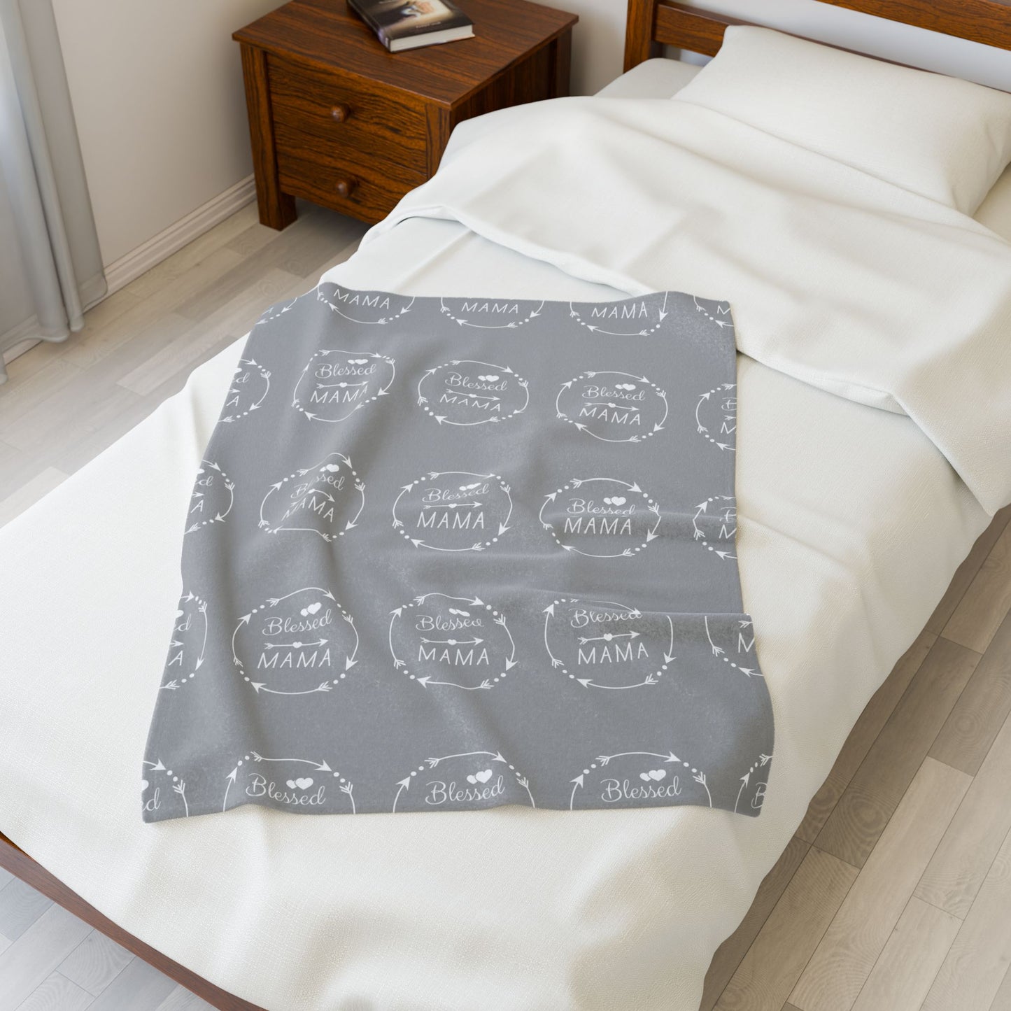 Blessed Mama Velveteen Plush Blanket - Cozy, Soft Gift for Mothers