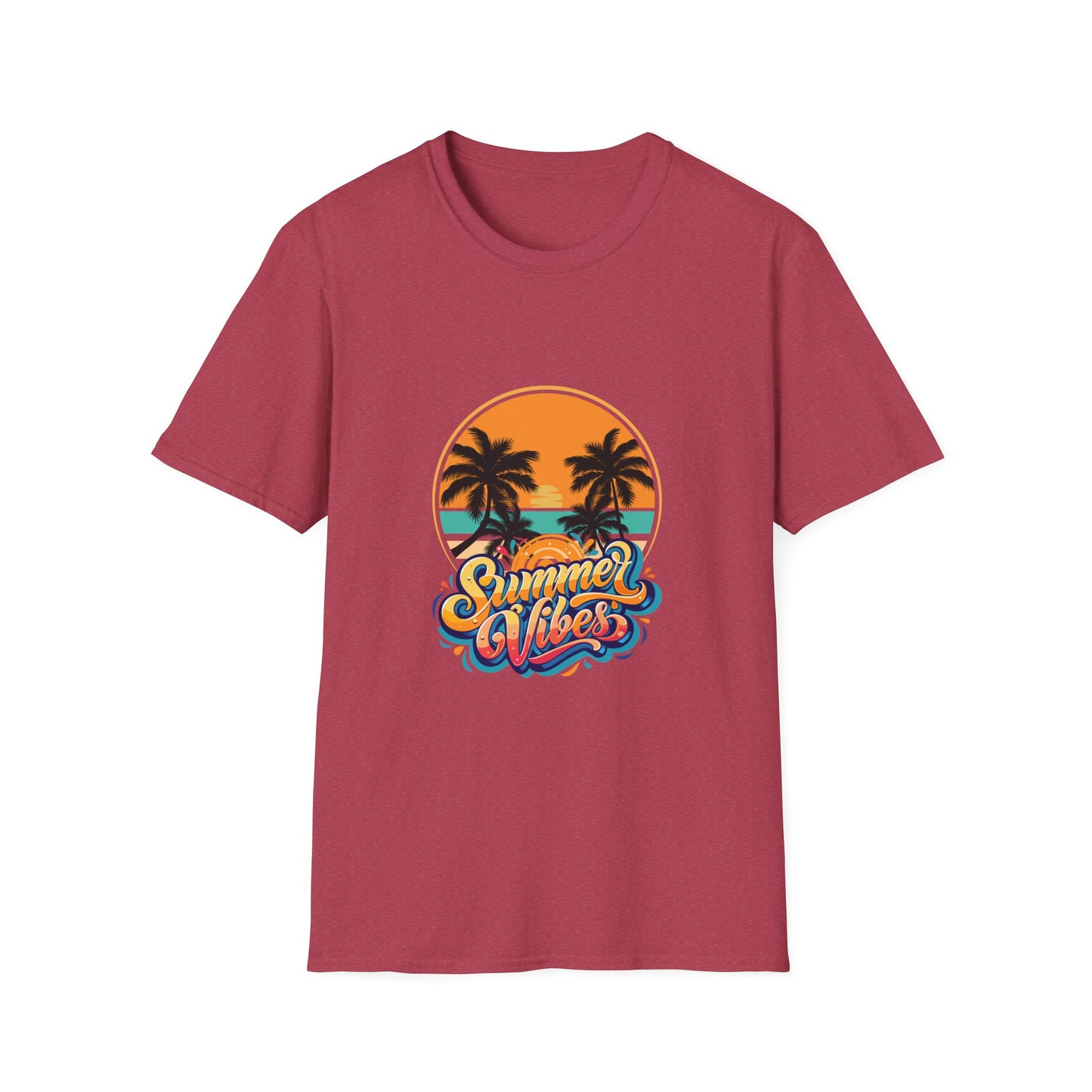 Summer Vibes Unisex Softstyle T-Shirt | Tropical Palm Print Tee