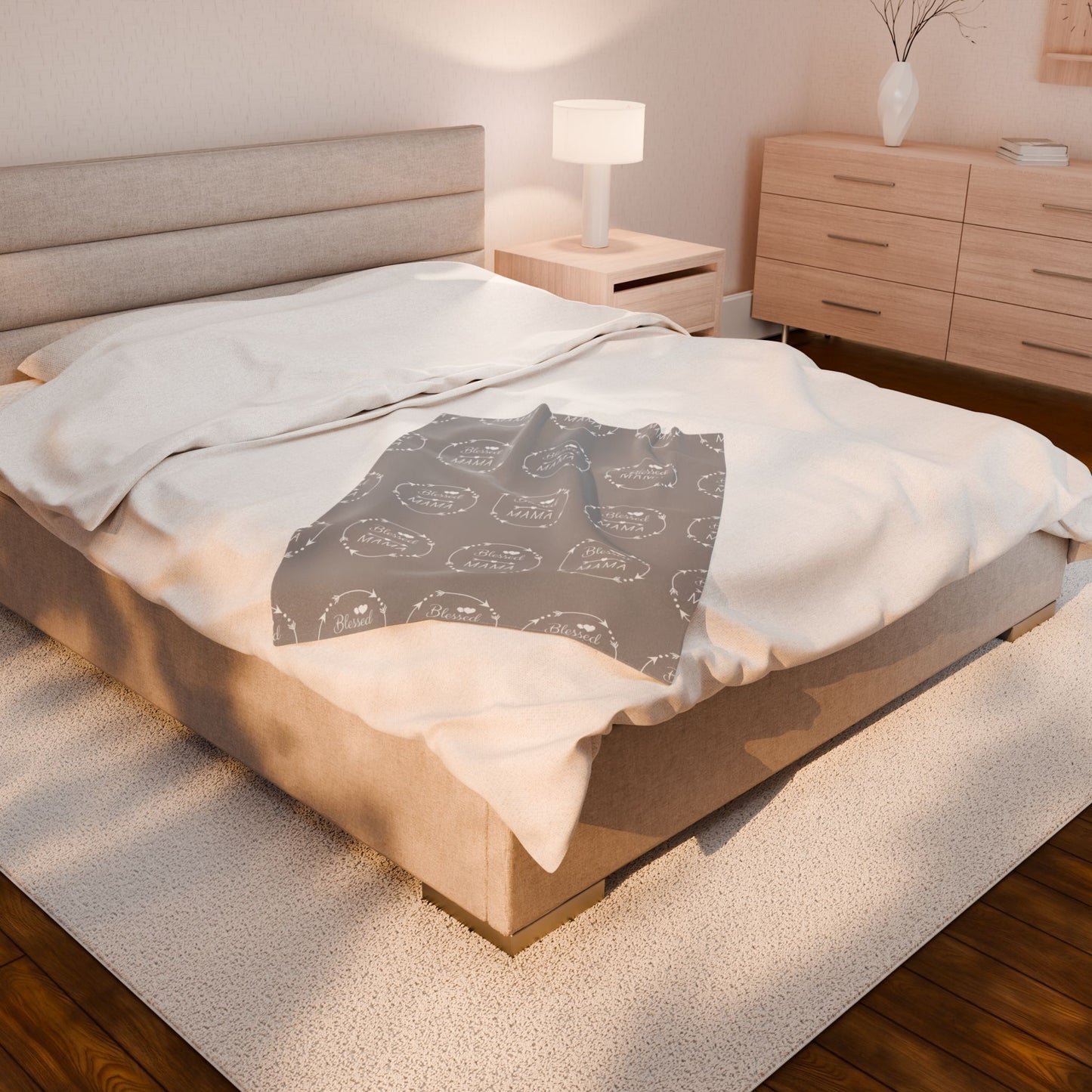 Blessed Mama Velveteen Plush Blanket - Cozy, Soft Gift for Mothers