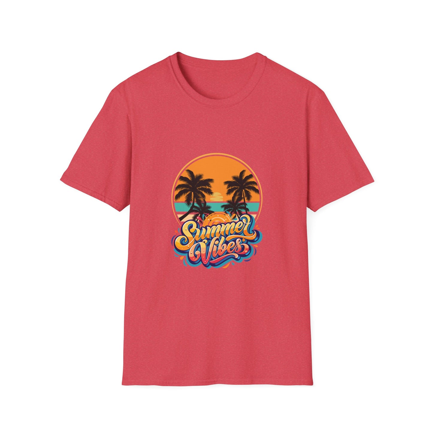 Summer Vibes Unisex Softstyle T-Shirt | Tropical Palm Print Tee