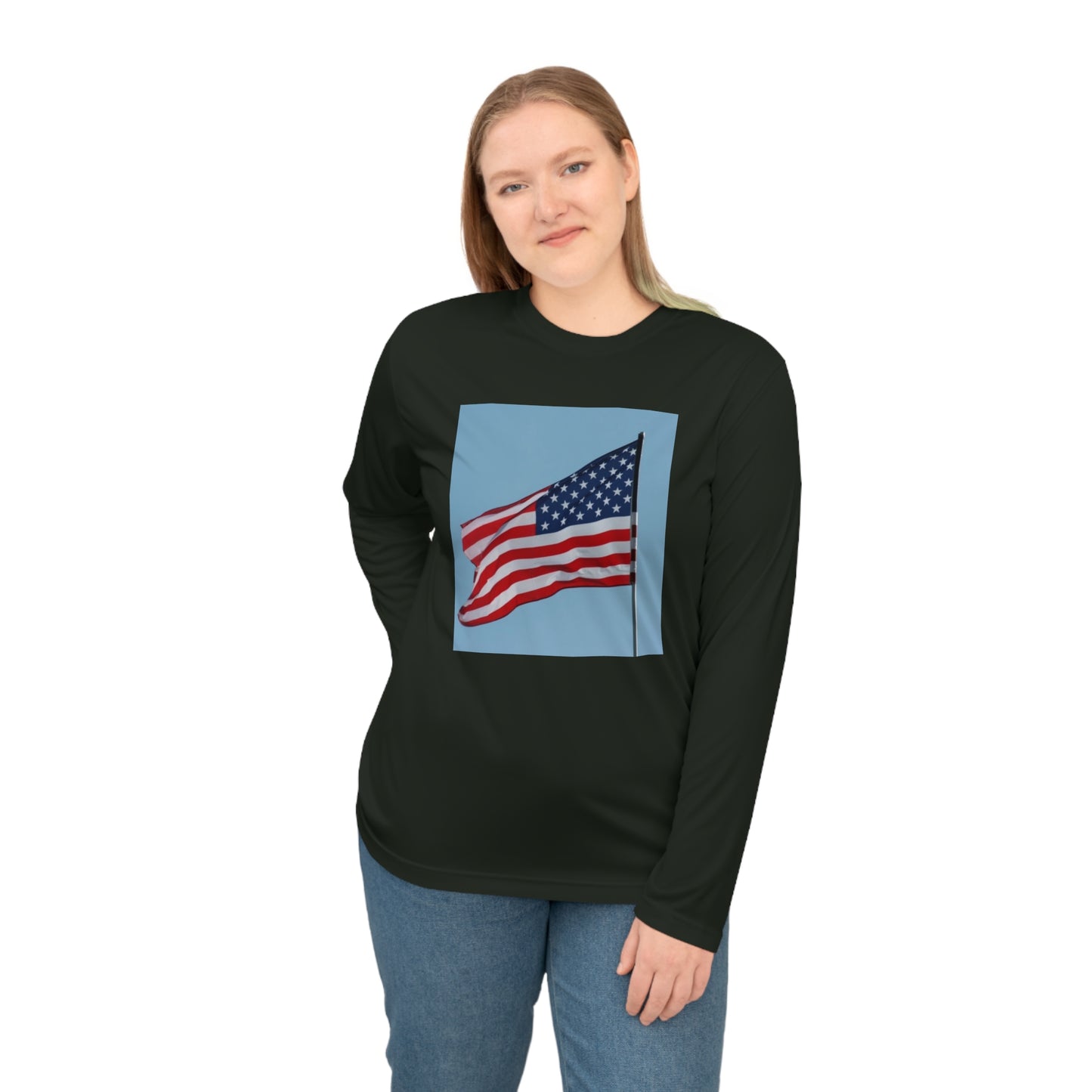 Unisex Performance Long Sleeve Shirt - USA Flag
