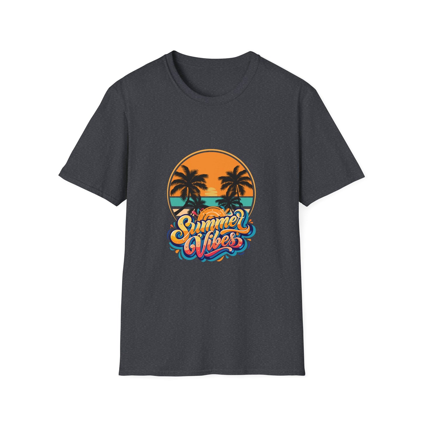 Summer Vibes Unisex Softstyle T-Shirt | Tropical Palm Print Tee
