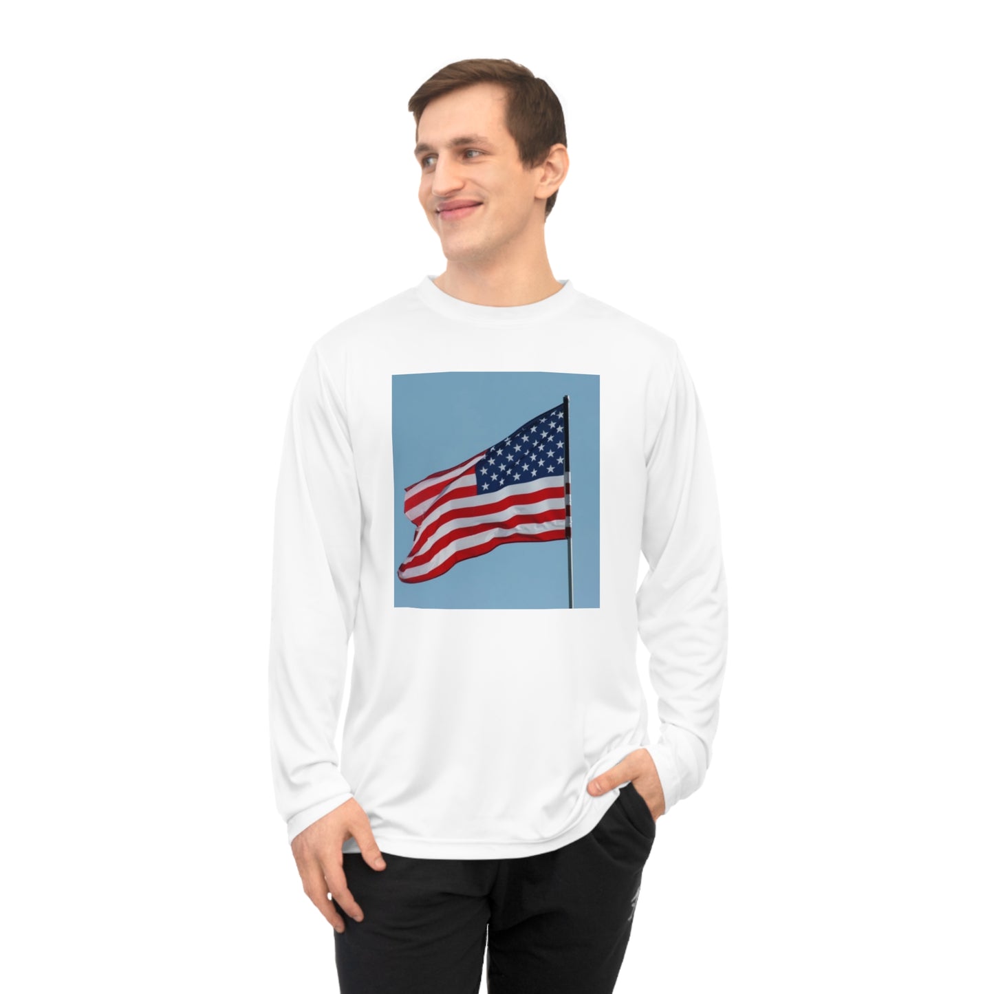 Unisex Performance Long Sleeve Shirt - USA Flag