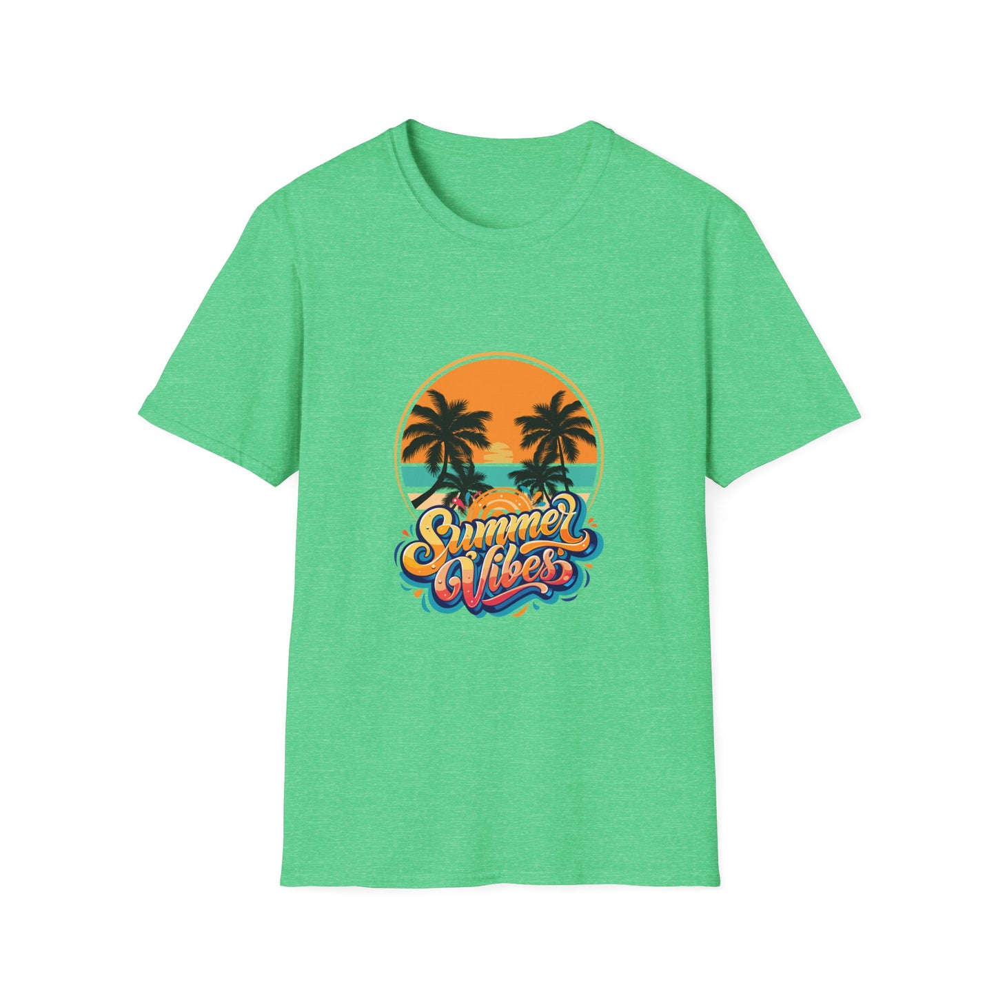 Summer Vibes Unisex Softstyle T-Shirt | Tropical Palm Print Tee