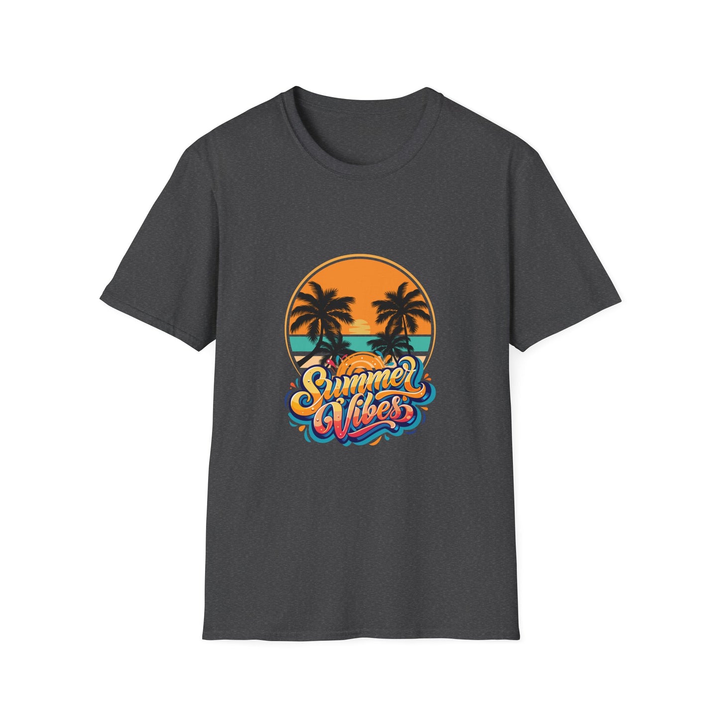 Summer Vibes Unisex Softstyle T-Shirt | Tropical Palm Print Tee