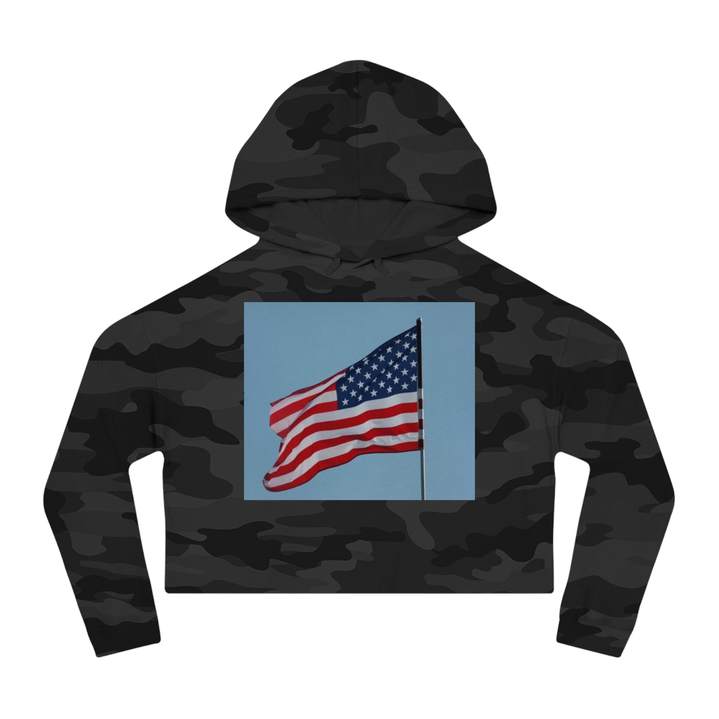 Womens Cropped Hooded Sweatshirt - USA Flag