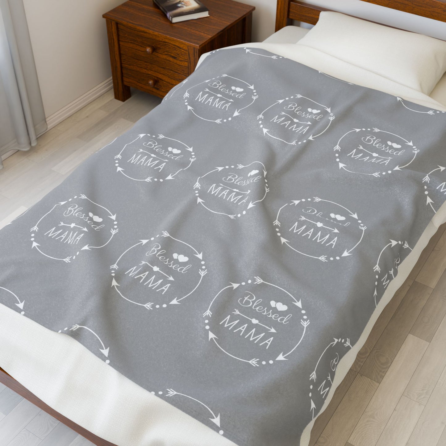 Blessed Mama Velveteen Plush Blanket - Cozy, Soft Gift for Mothers