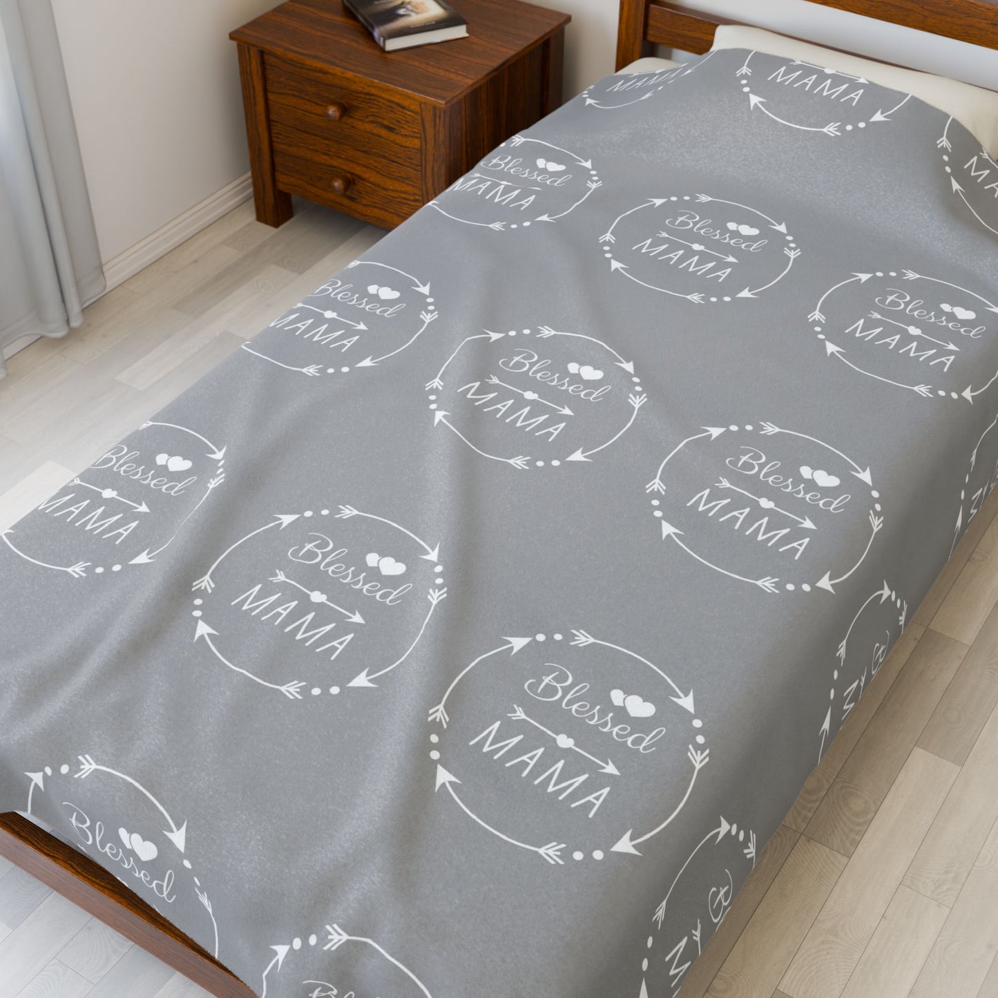 Blessed Mama Velveteen Plush Blanket - Cozy, Soft Gift for Mothers