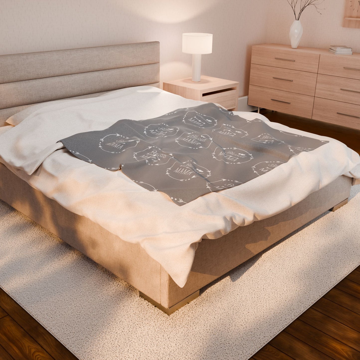 Blessed Mama Velveteen Plush Blanket - Cozy, Soft Gift for Mothers