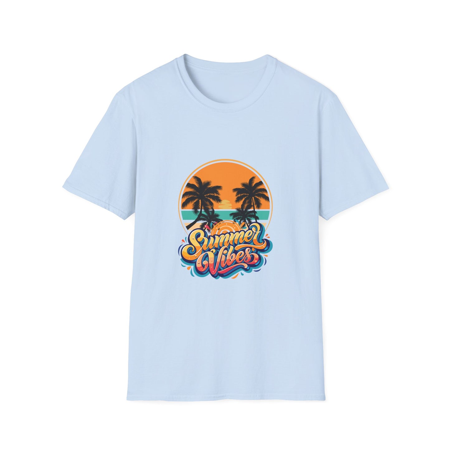 Summer Vibes Unisex Softstyle T-Shirt | Tropical Palm Print Tee