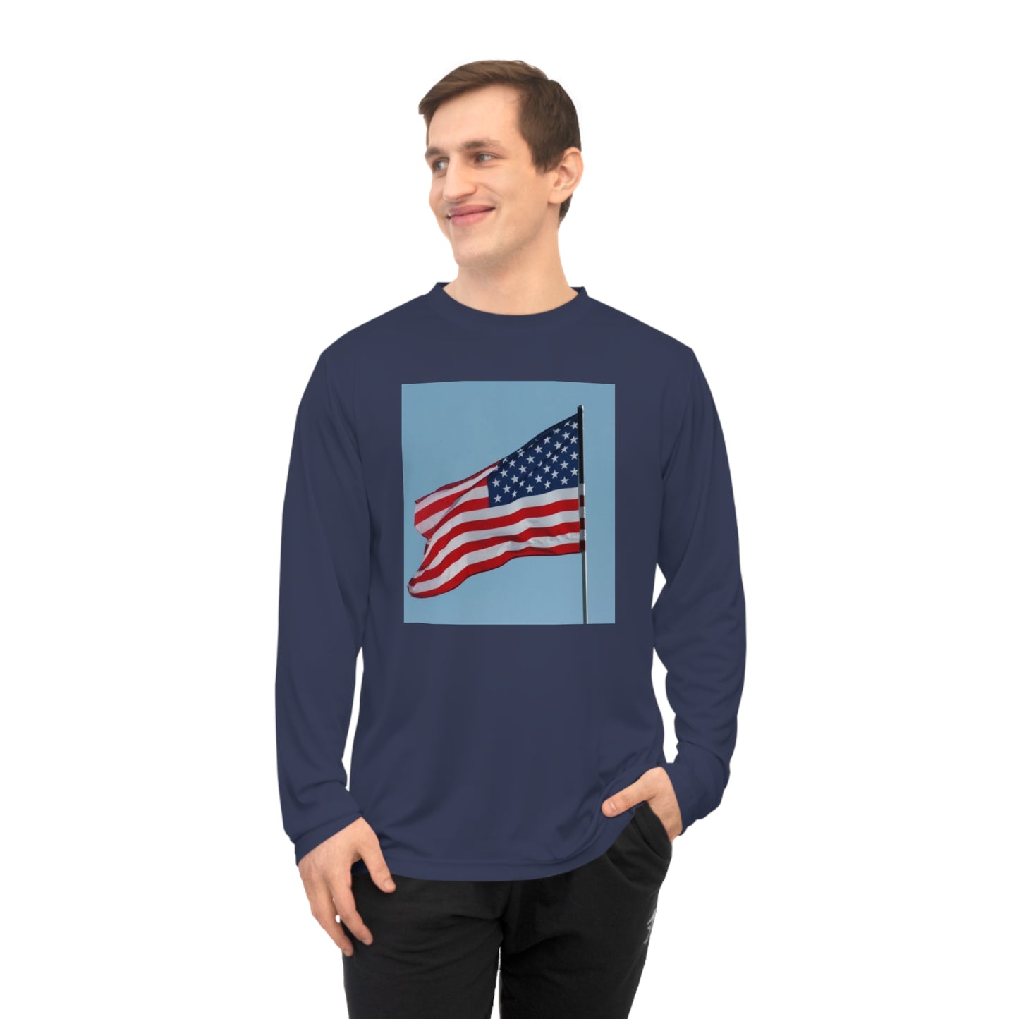 Unisex Performance Long Sleeve Shirt - USA Flag