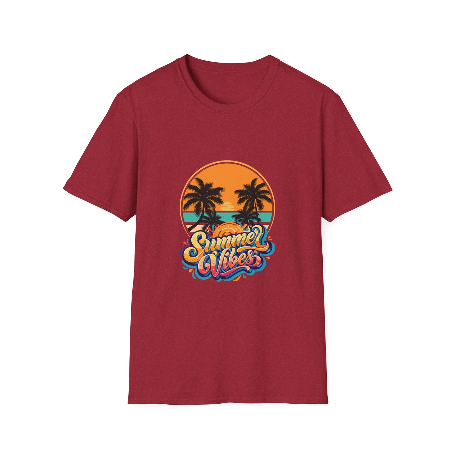 Summer Vibes Unisex Softstyle T-Shirt | Tropical Palm Print Tee