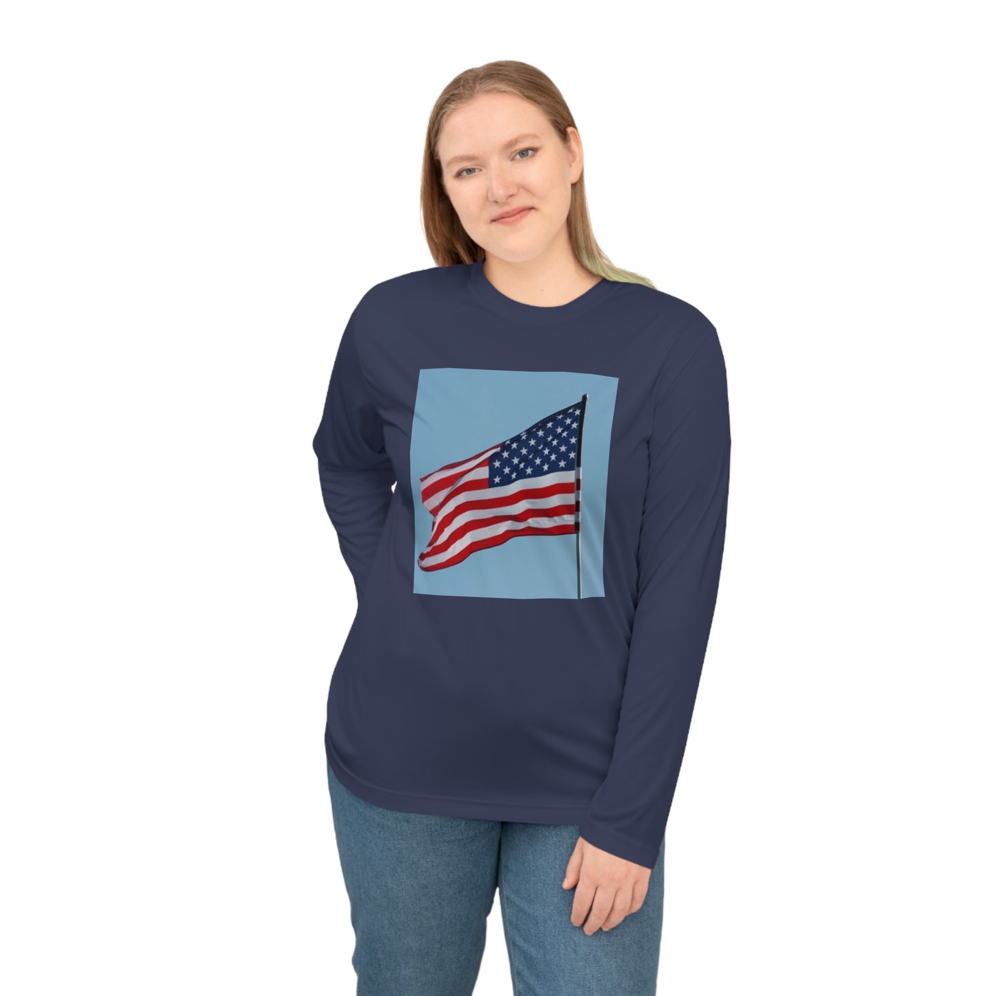 Unisex Performance Long Sleeve Shirt - USA Flag