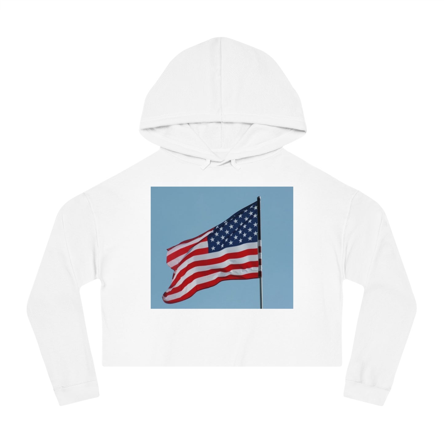 Womens Cropped Hooded Sweatshirt - USA Flag