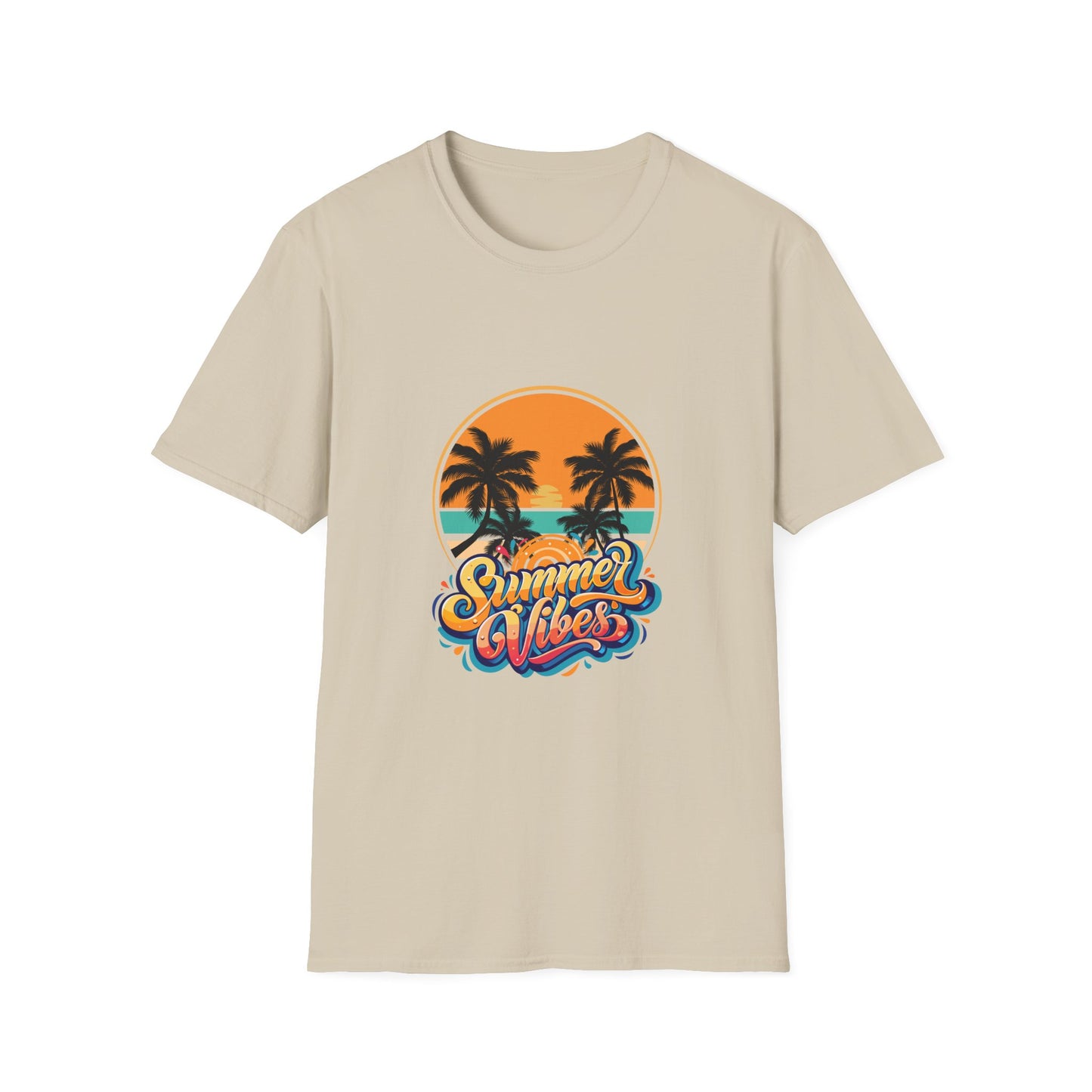 Summer Vibes Unisex Softstyle T-Shirt | Tropical Palm Print Tee