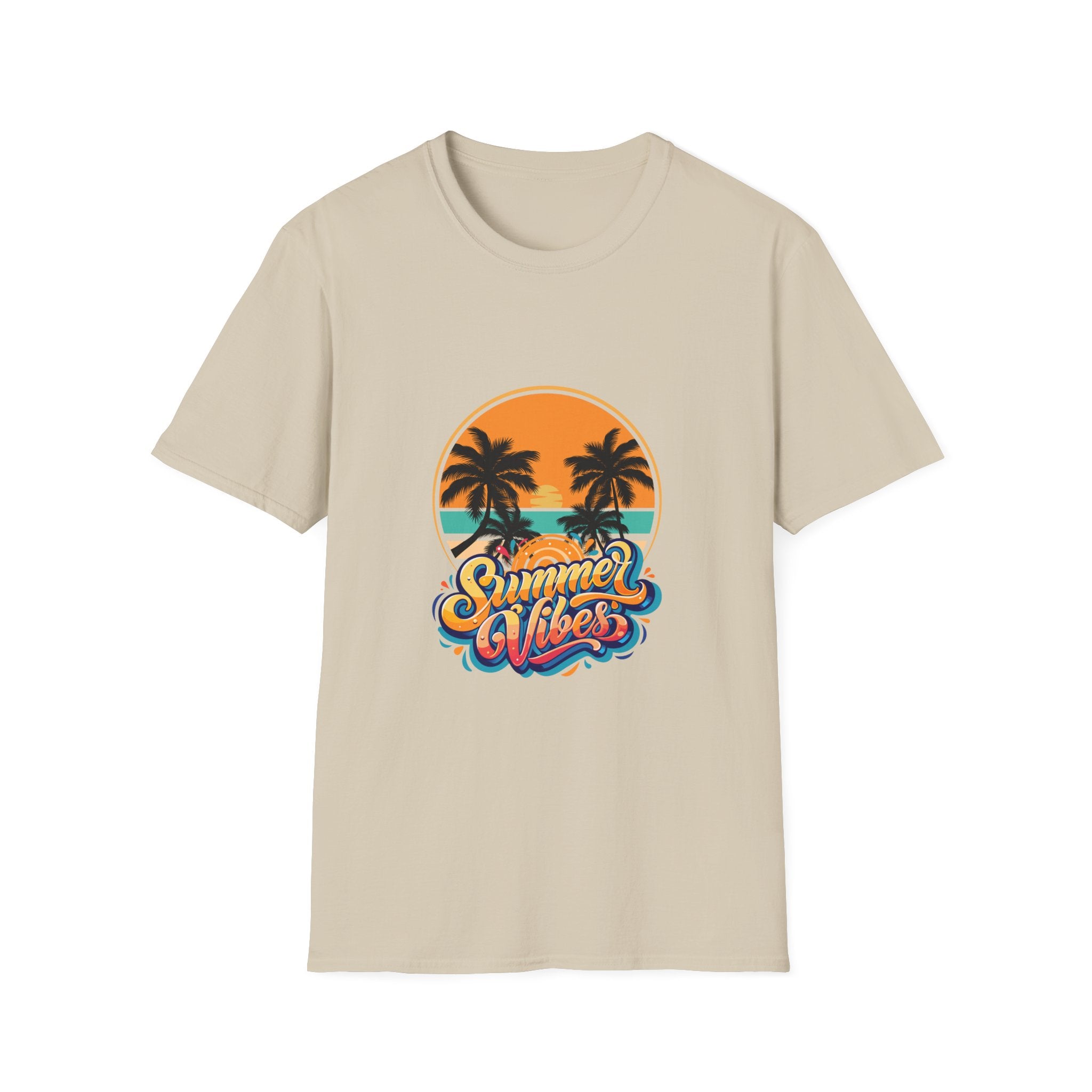 Summer Vibes Unisex Softstyle T-Shirt | Tropical Palm Print Tee