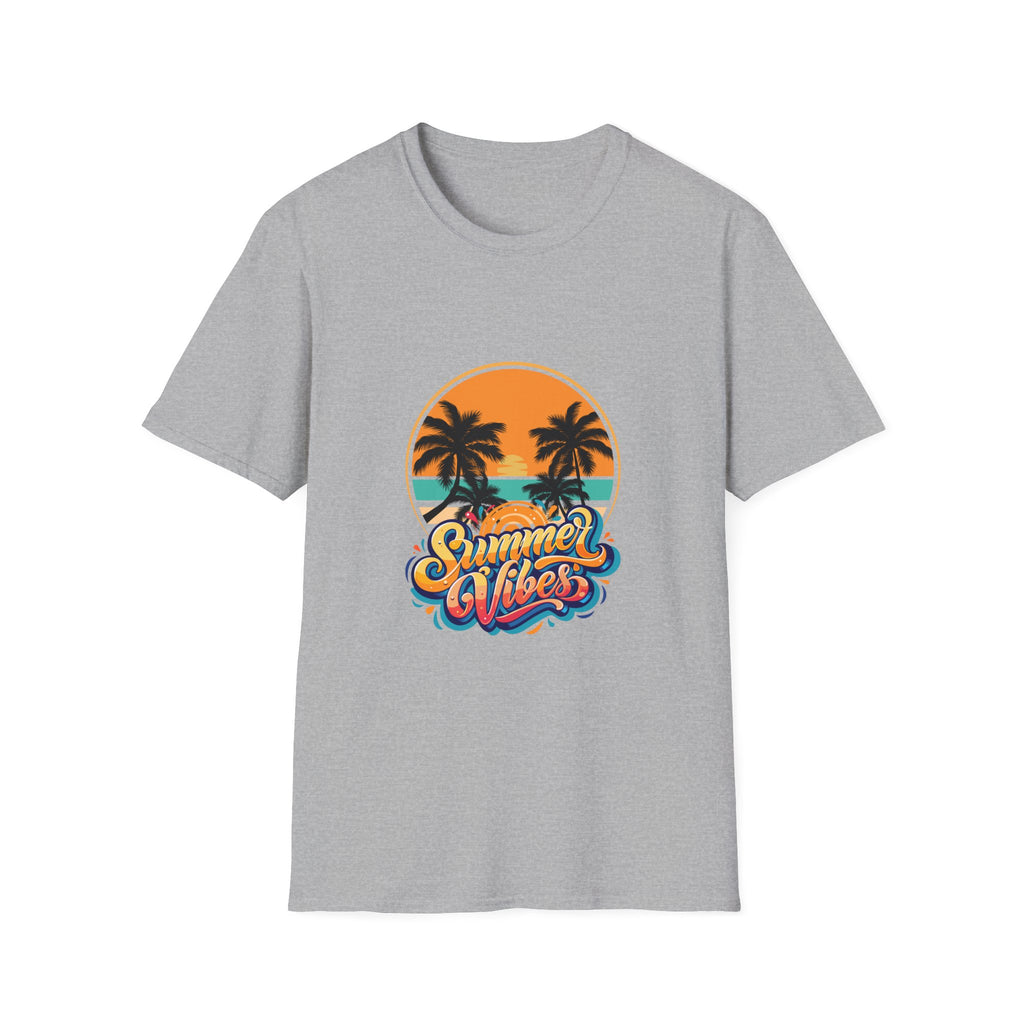 Summer Vibes Unisex Softstyle T-Shirt | Tropical Palm Print Tee