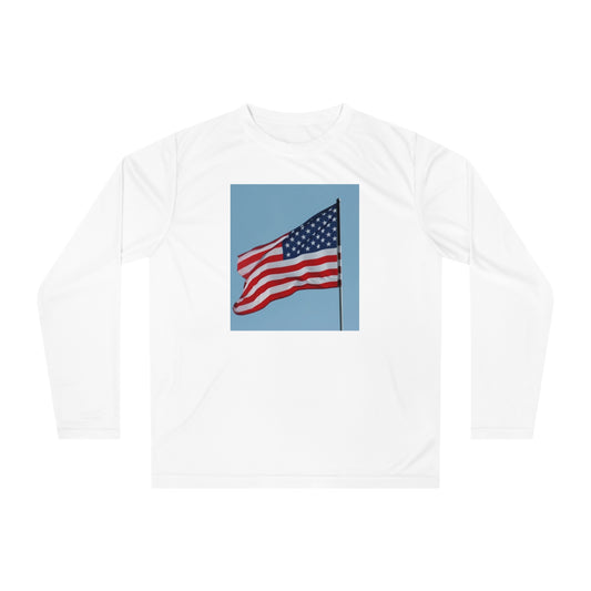Unisex Performance Long Sleeve Shirt - USA Flag