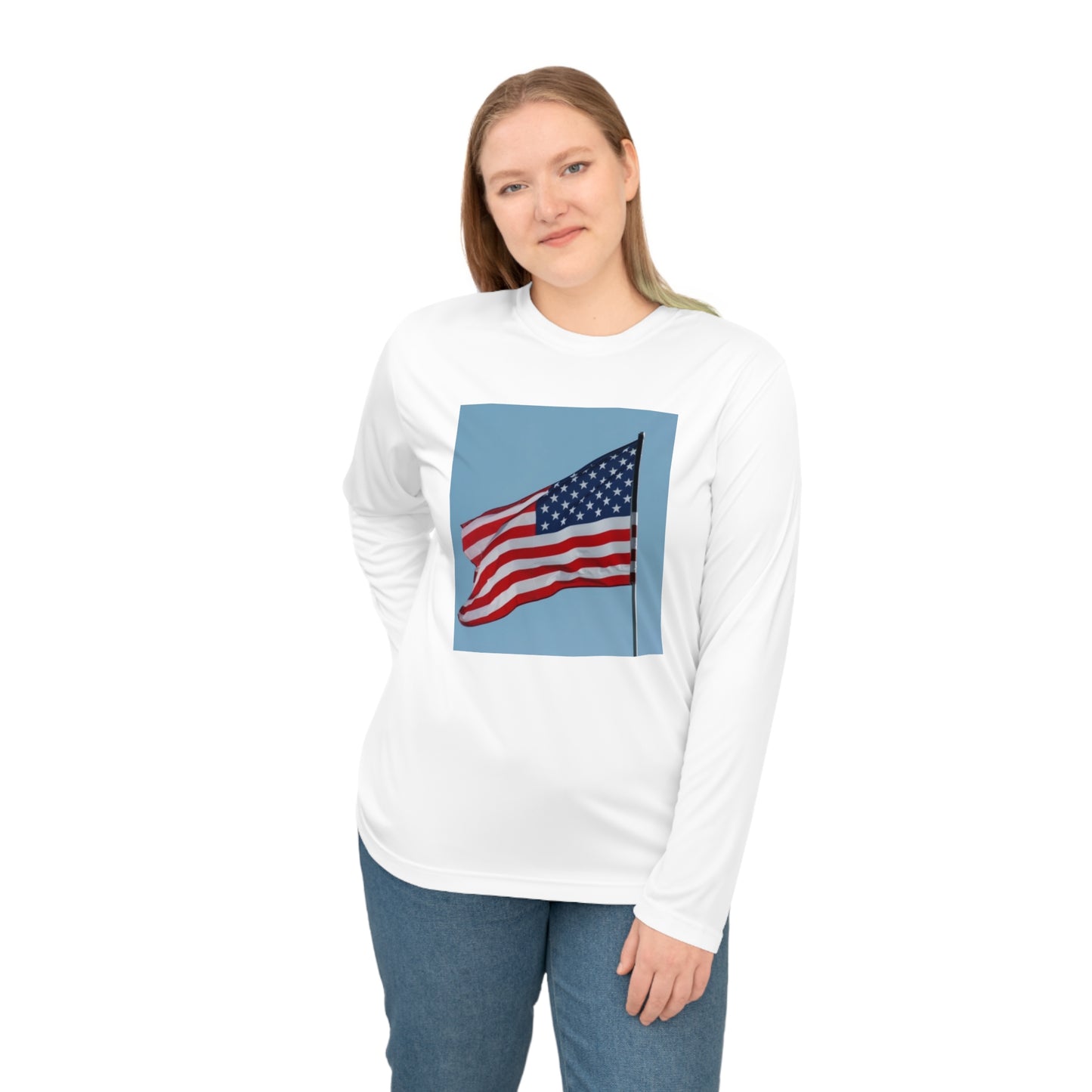 Unisex Performance Long Sleeve Shirt - USA Flag