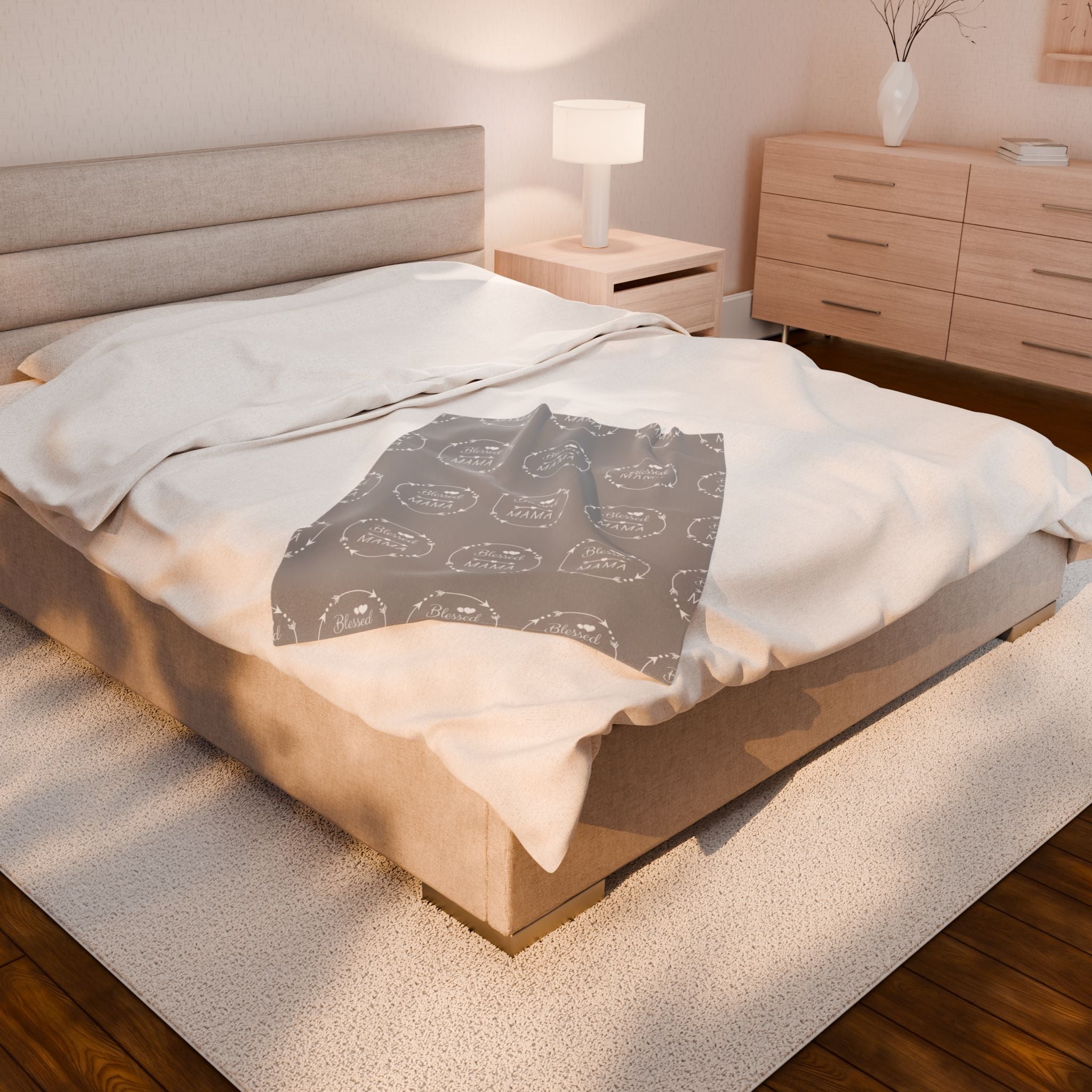 Blessed Mama Velveteen Plush Blanket - Cozy, Soft Gift for Mothers