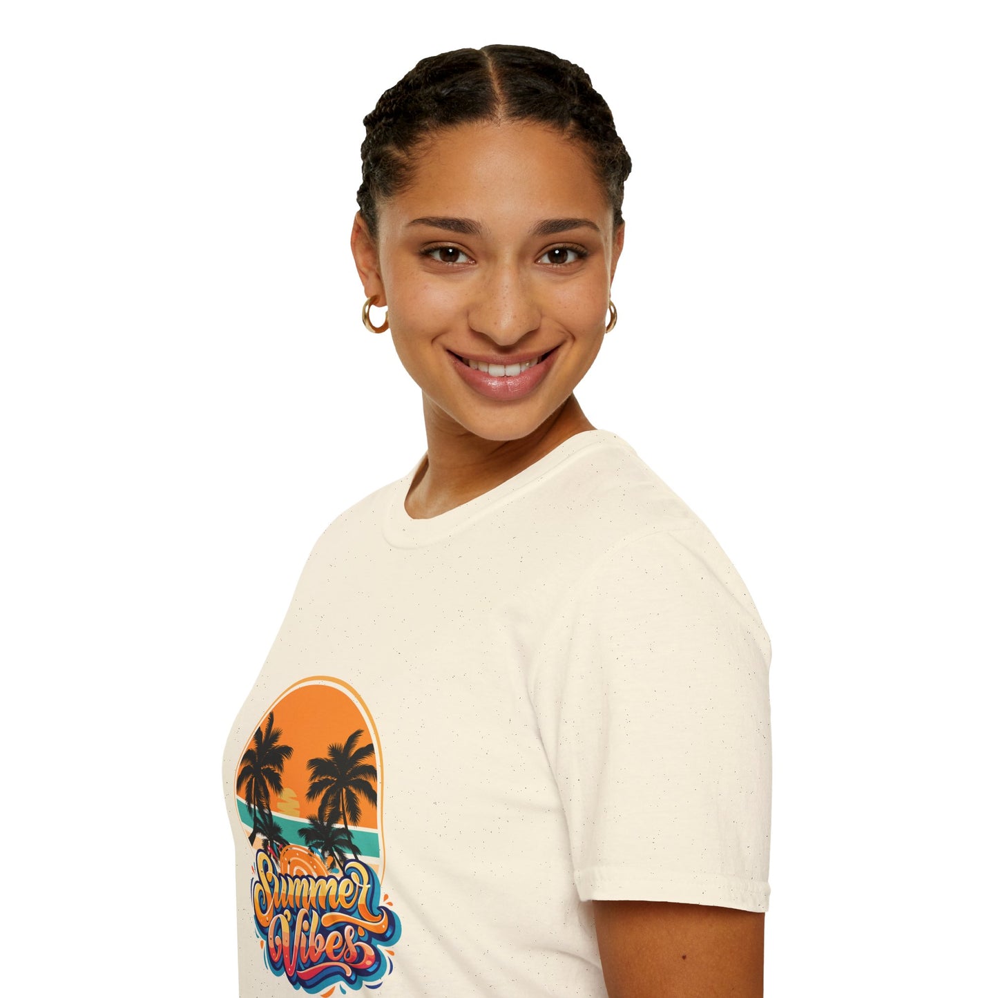 Summer Vibes Unisex Softstyle T-Shirt | Tropical Palm Print Tee
