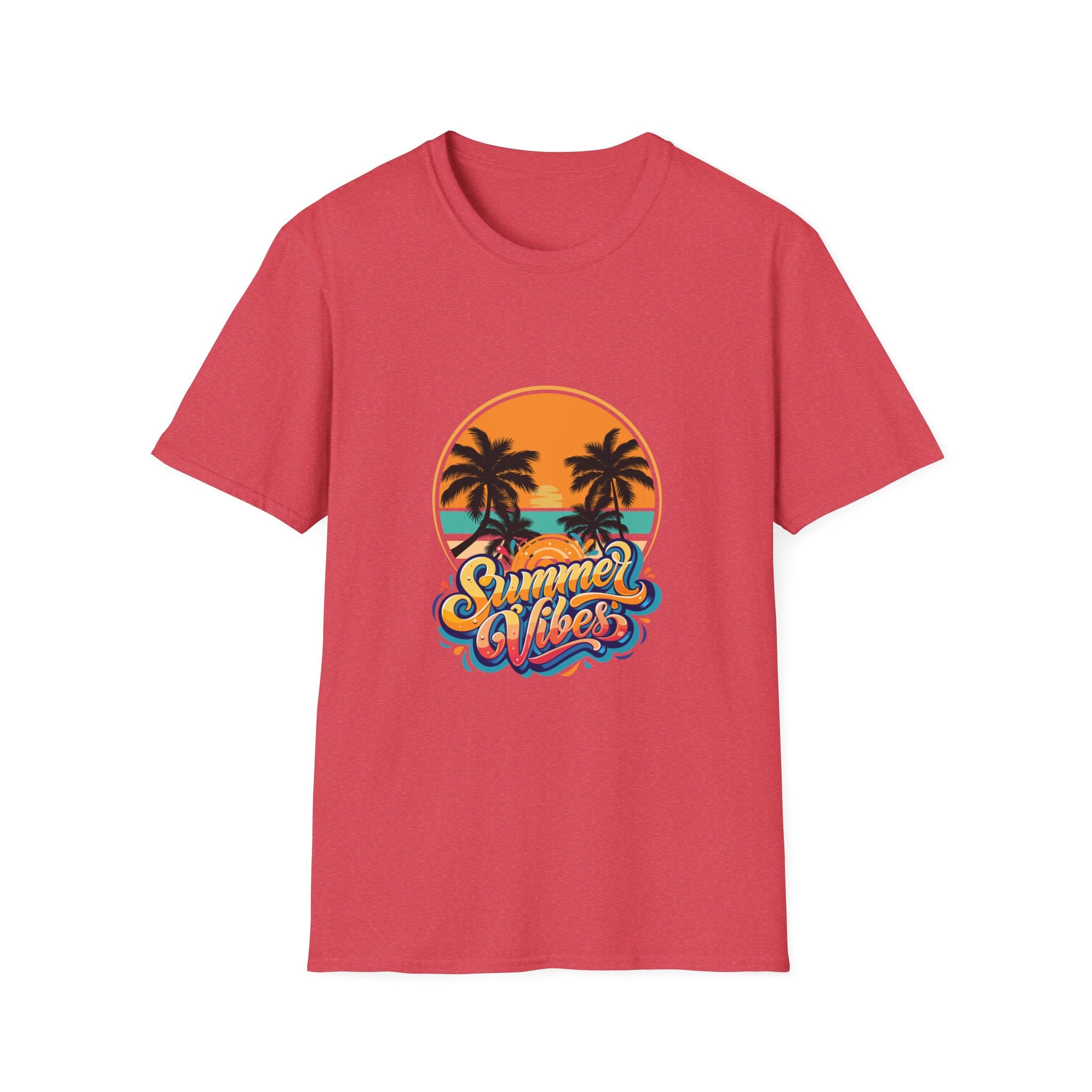 Summer Vibes Unisex Softstyle T-Shirt | Tropical Palm Print Tee