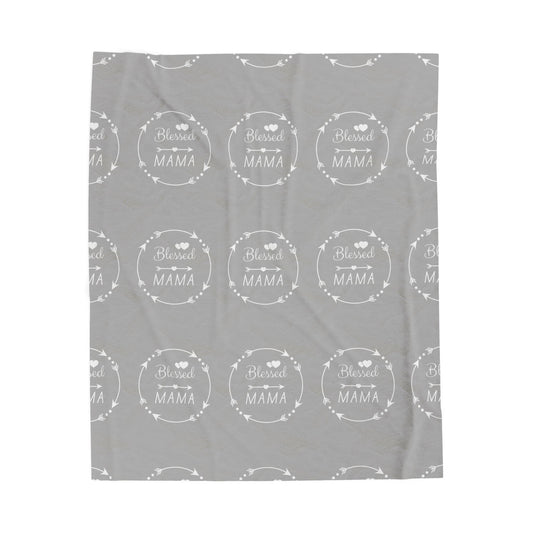 Blessed Mama Velveteen Plush Blanket - Cozy, Soft Gift for Mothers