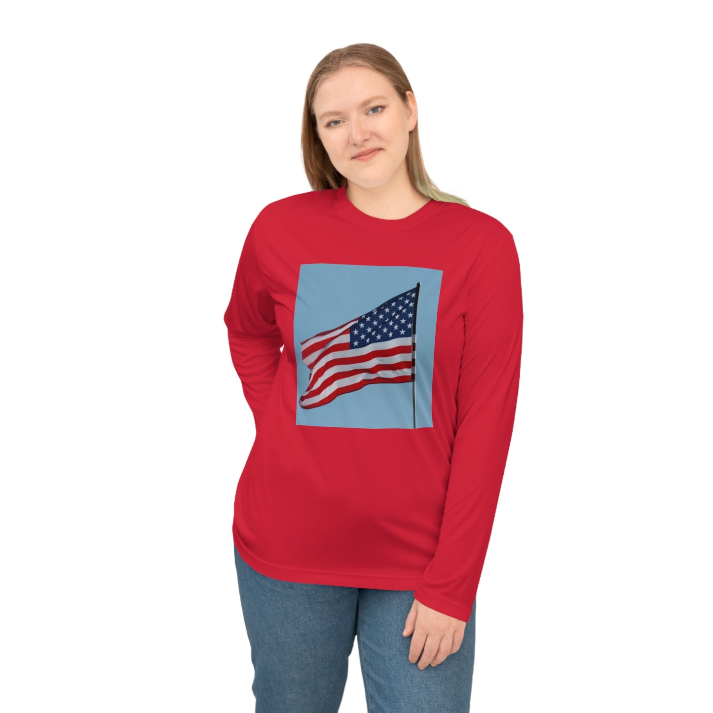 Unisex Performance Long Sleeve Shirt - USA Flag