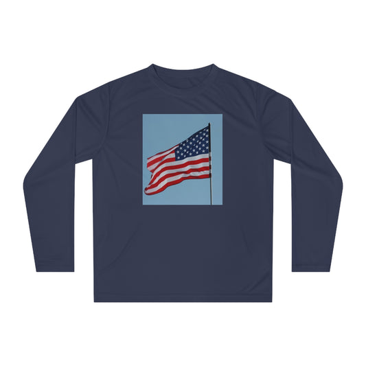 Unisex Performance Long Sleeve Shirt - USA Flag