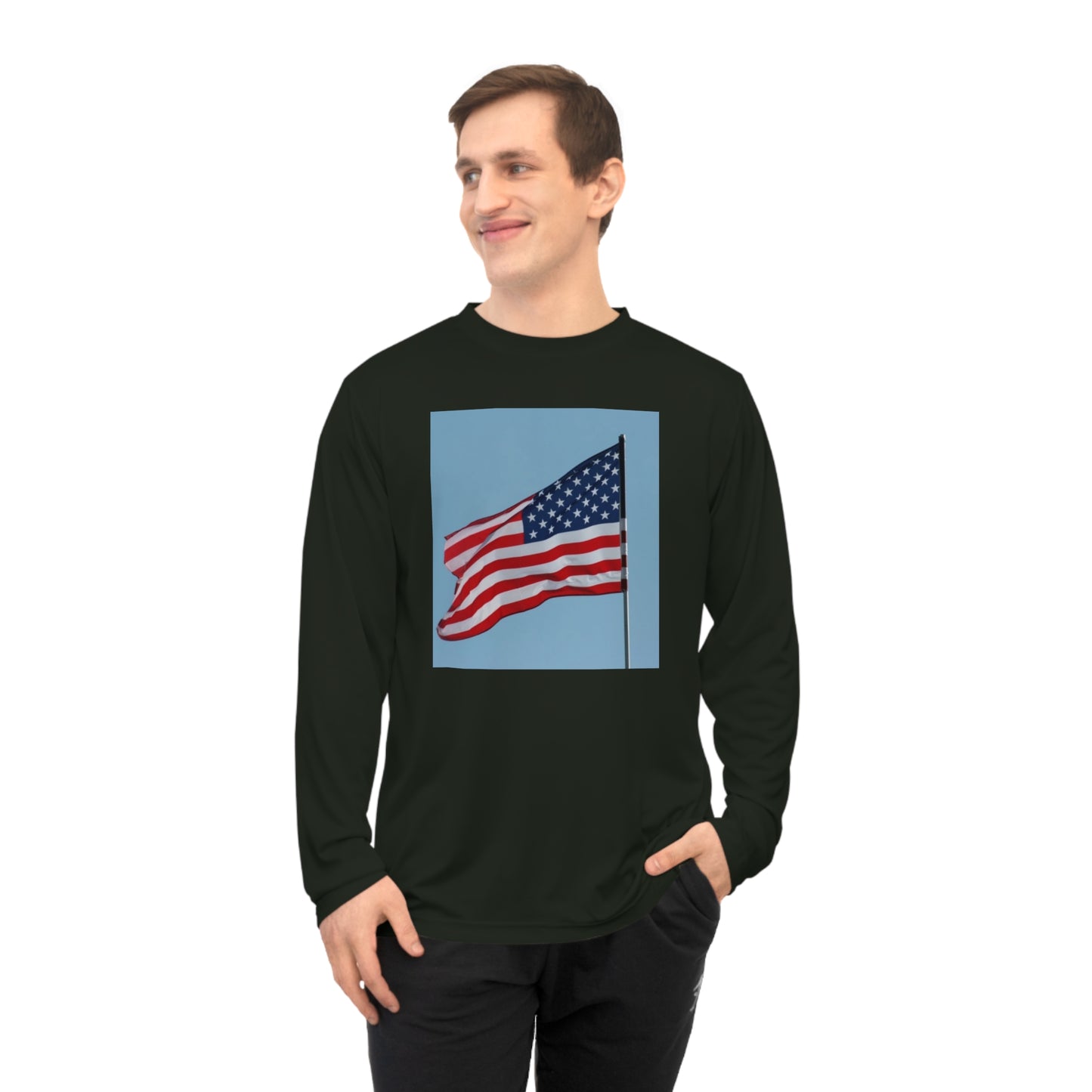 Unisex Performance Long Sleeve Shirt - USA Flag