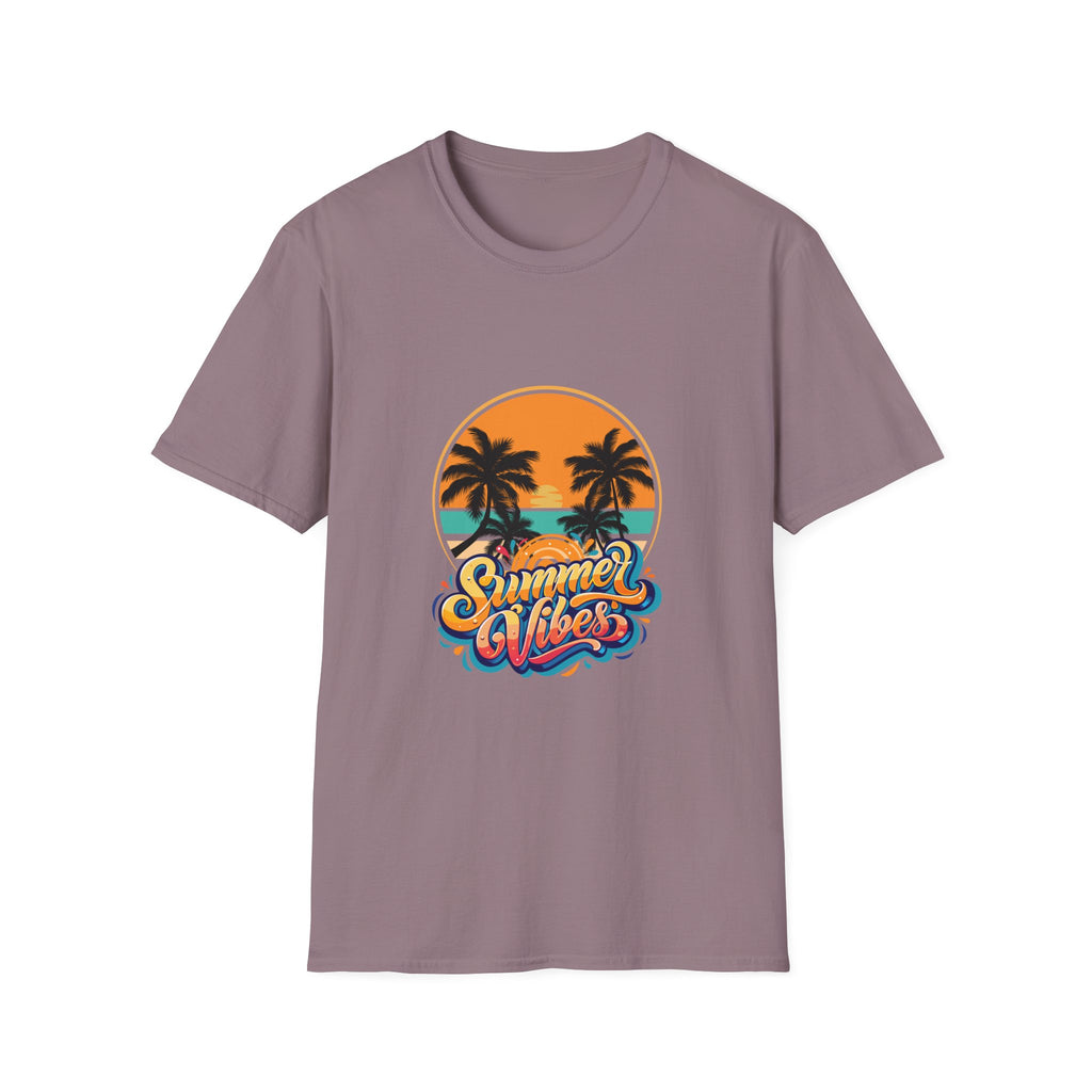 Summer Vibes Unisex Softstyle T-Shirt | Tropical Palm Print Tee