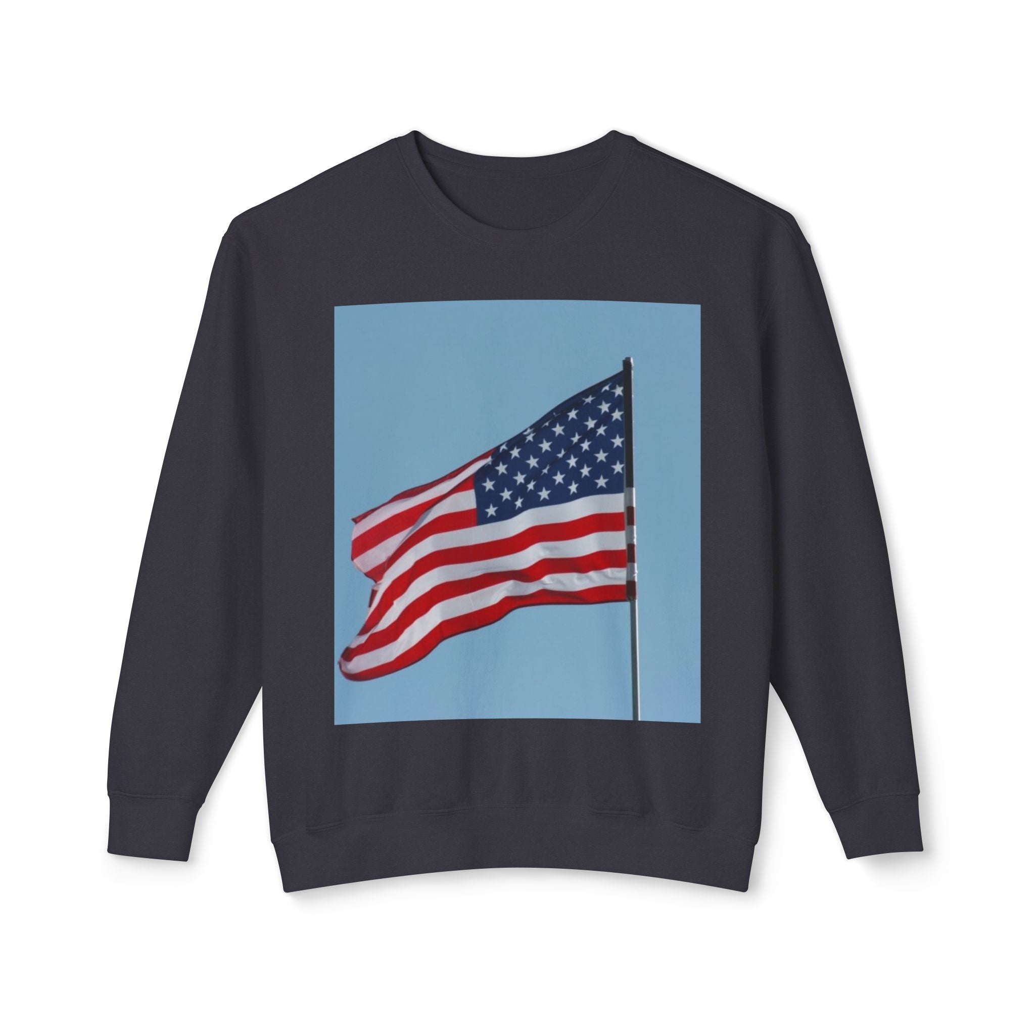 Unisex Lightweight Crewneck Sweatshirt - USA Flag