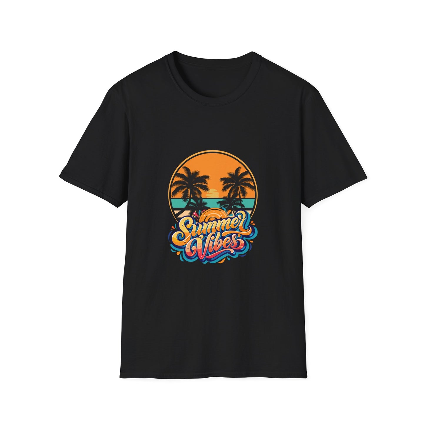Summer Vibes Unisex Softstyle T-Shirt | Tropical Palm Print Tee