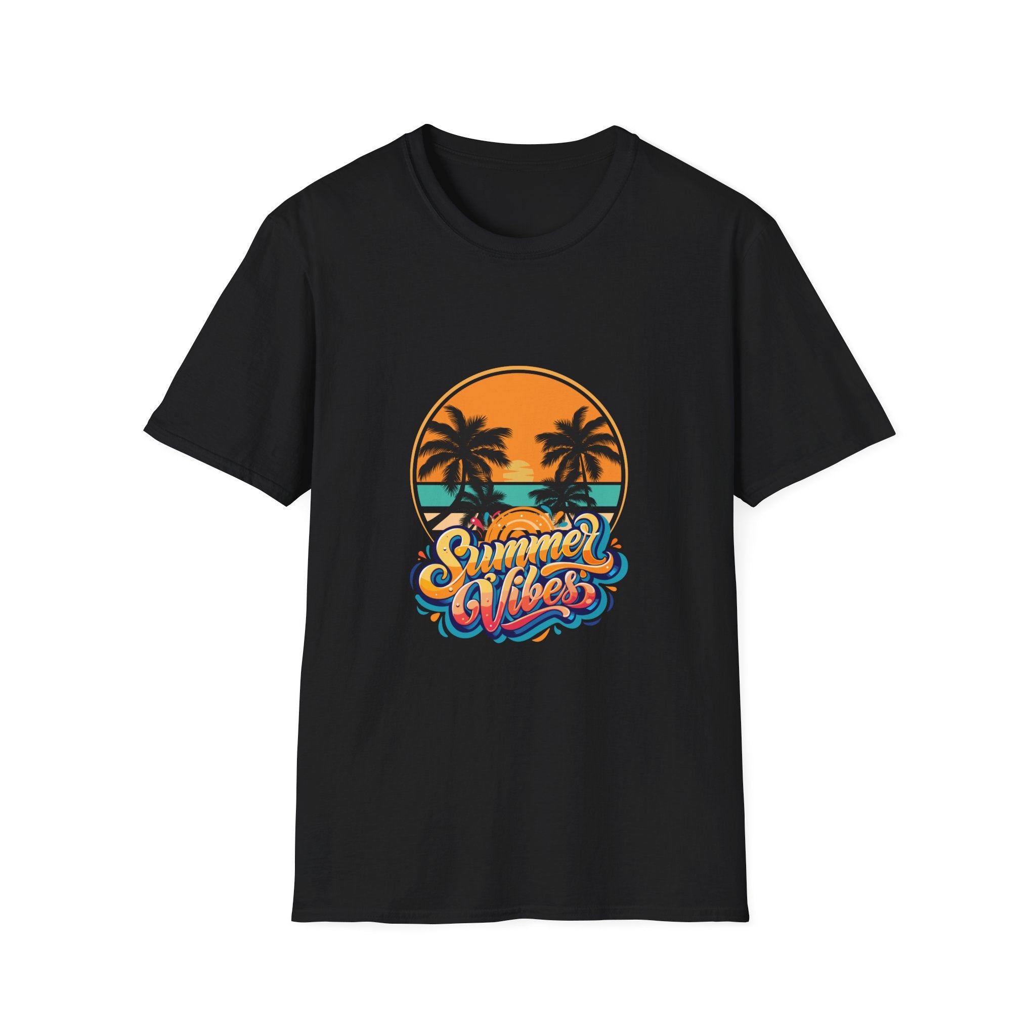 Summer Vibes Unisex Softstyle T-Shirt | Tropical Palm Print Tee