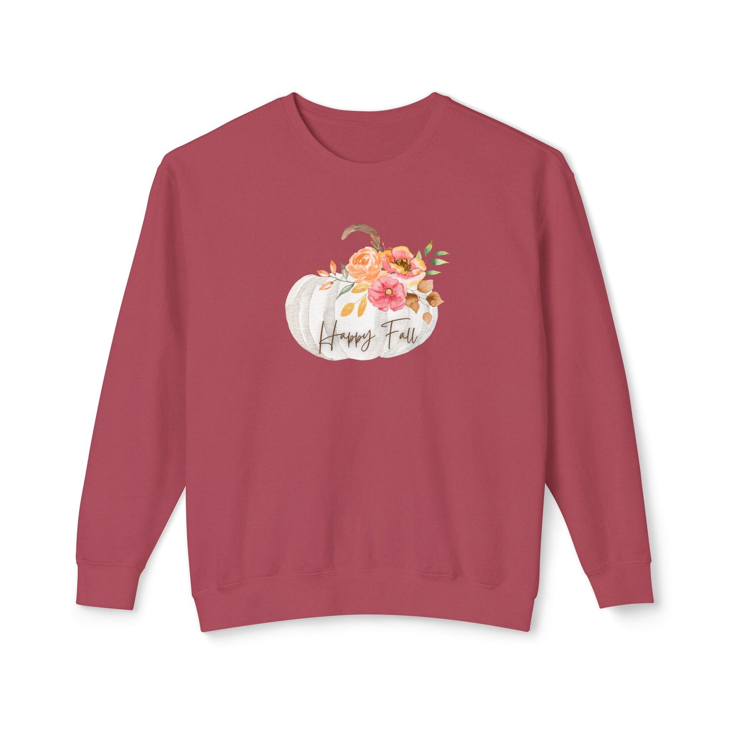 Happy Fall Pumpkin Sweatshirt, Cozy Autumn Apparel, Lightweight Fall Crewneck, Gifts for Her, Halloween and Thanksgiving Fashion