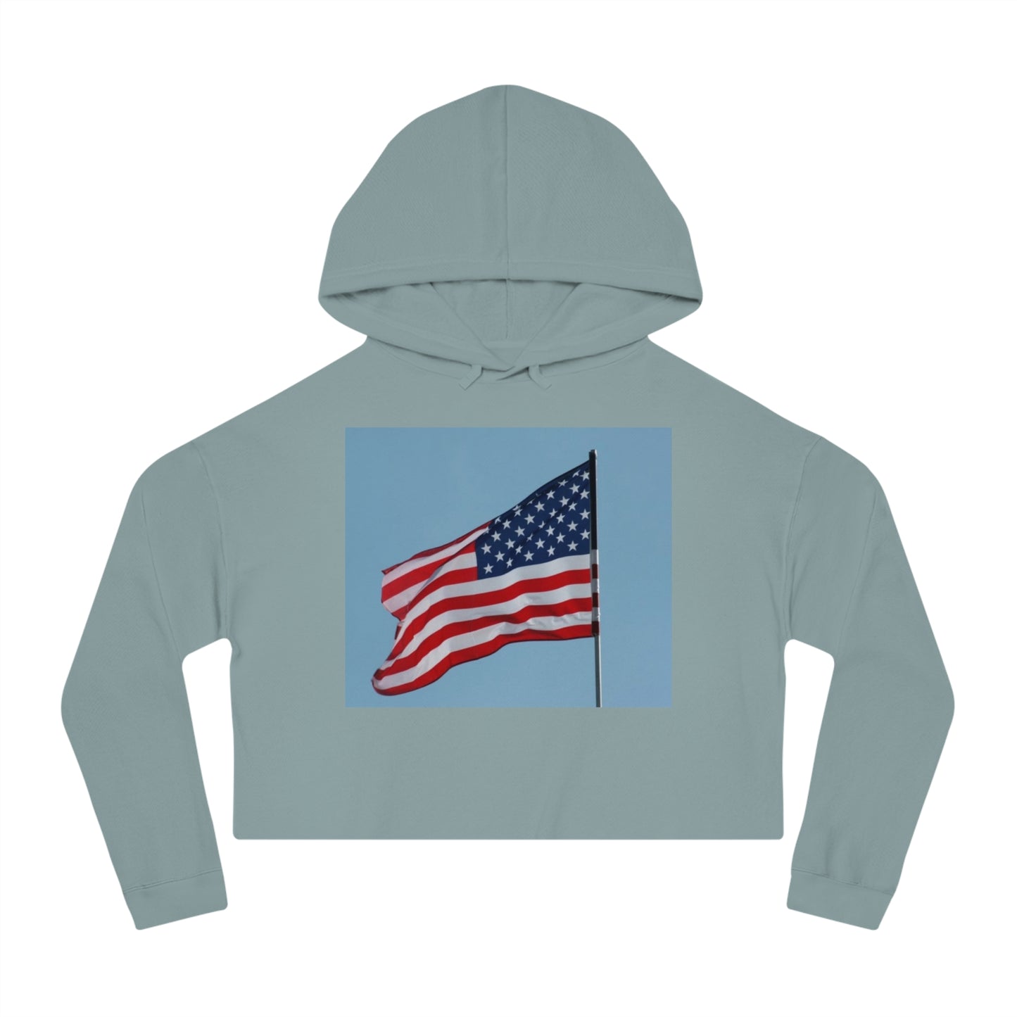 Womens Cropped Hooded Sweatshirt - USA Flag