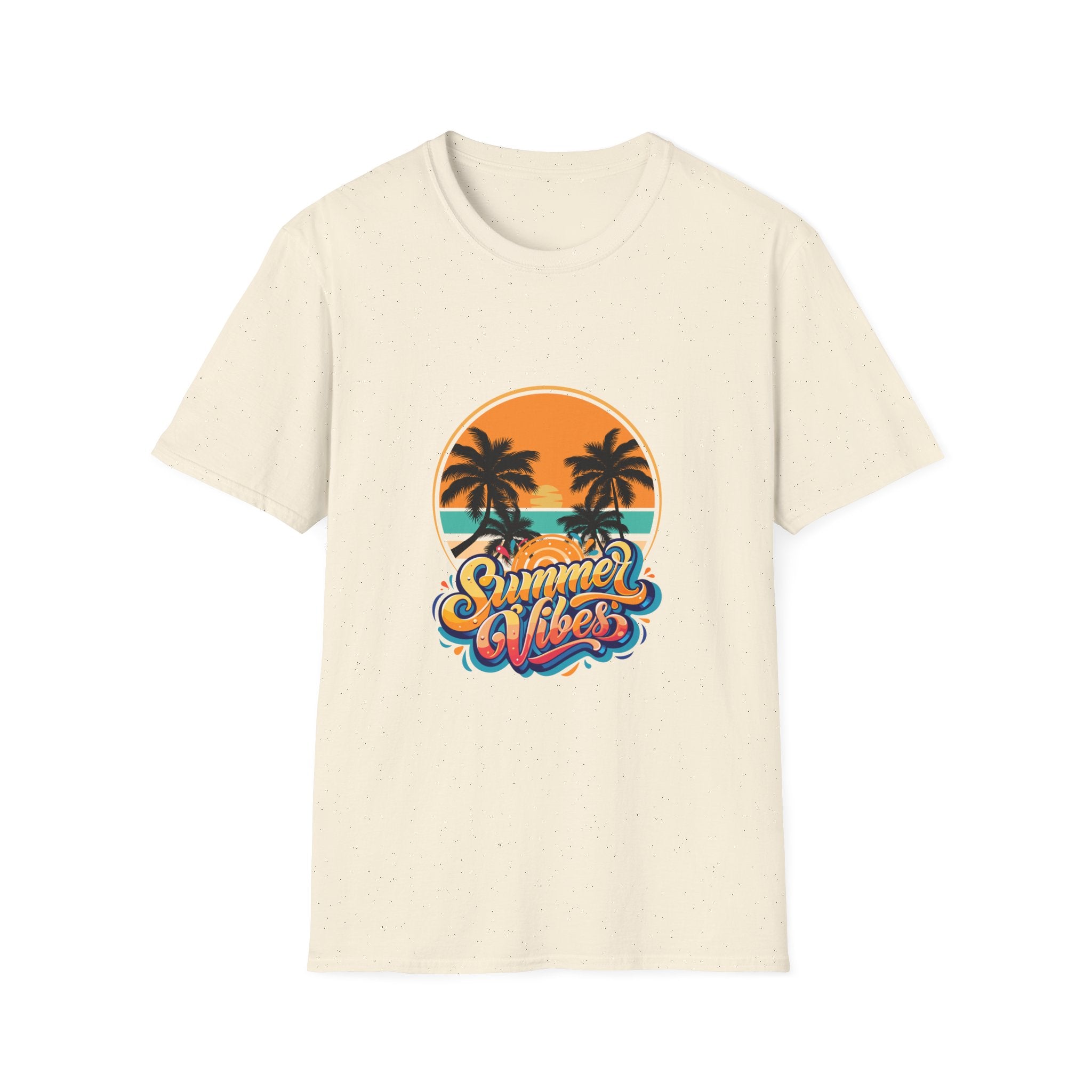 Summer Vibes Unisex Softstyle T-Shirt | Tropical Palm Print Tee