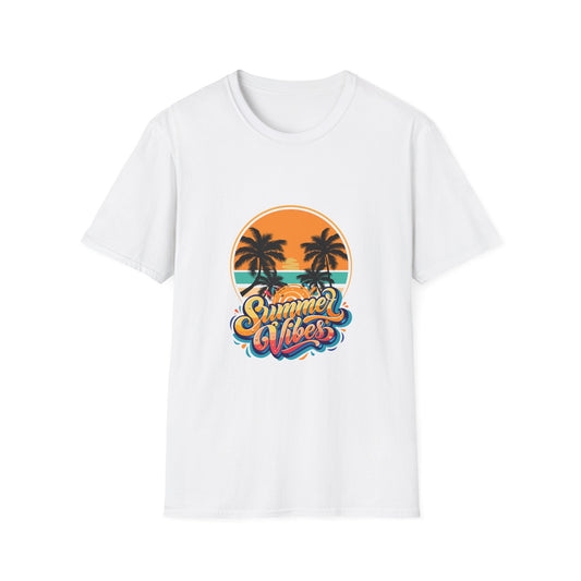 Summer Vibes Unisex Softstyle T-Shirt | Tropical Palm Print Tee