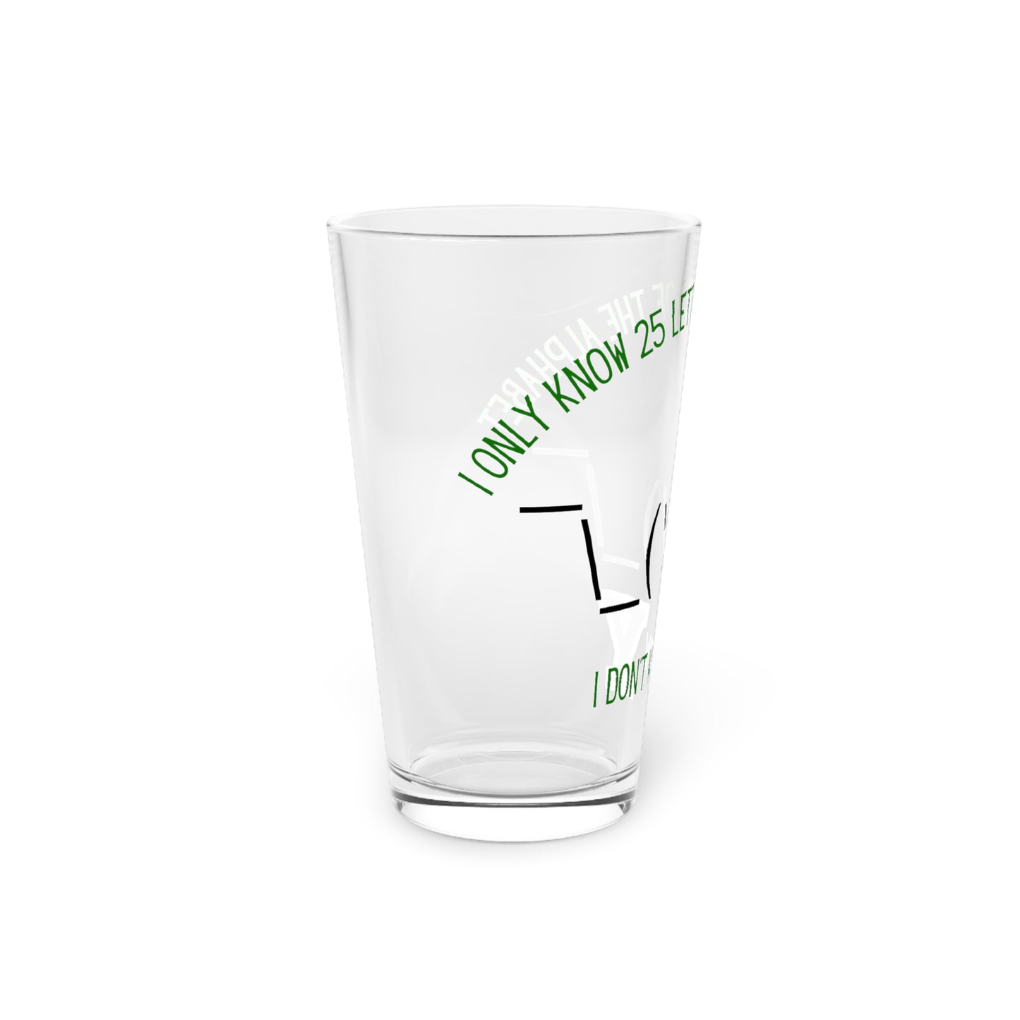 Pint Glass, 16oz - Alphabet