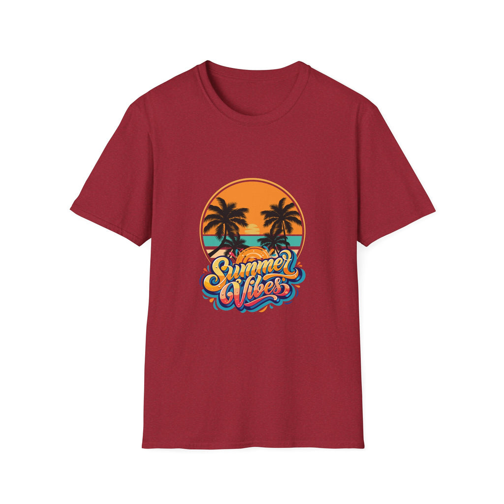Summer Vibes Unisex Softstyle T-Shirt | Tropical Palm Print Tee