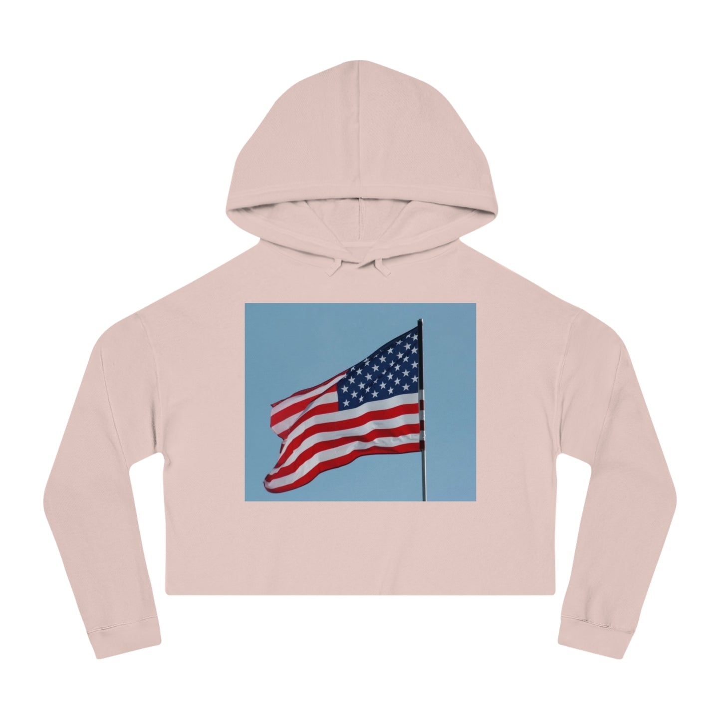 Womens Cropped Hooded Sweatshirt - USA Flag