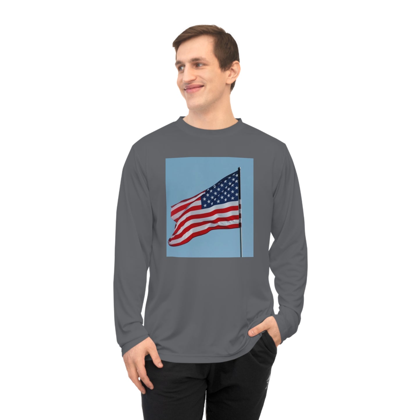 Unisex Performance Long Sleeve Shirt - USA Flag